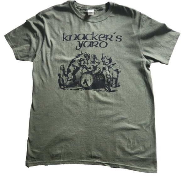 Gildan Knackers Yard T-Shirt Green Large Green Large Graphic Short Sleeve - Picture 1 of 5
